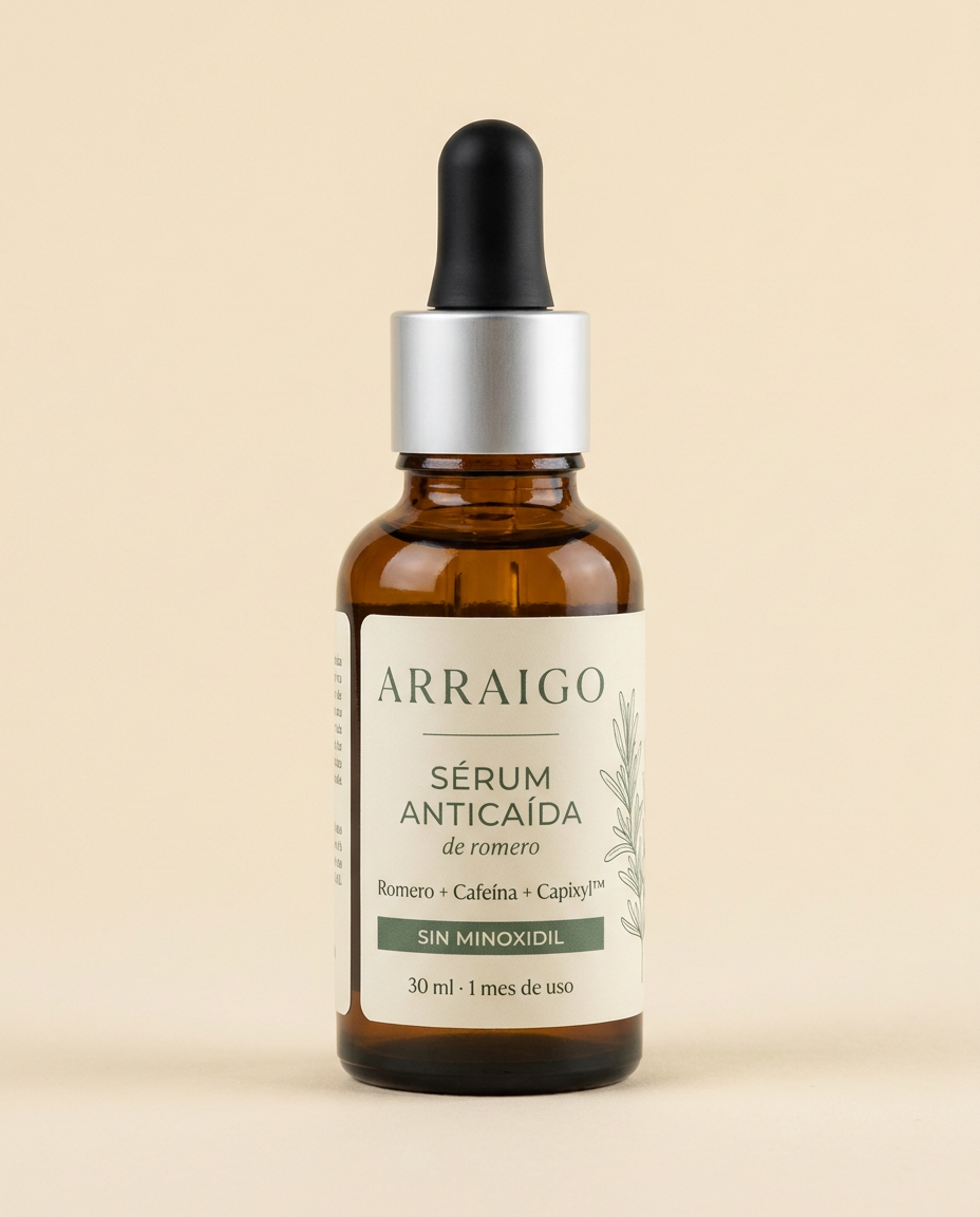Frasco de sérum ARRAIGO en tres cuartos