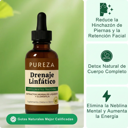 PurezaDrops™ | Drena Naturalmente la Hinchazón del Rostro, Abdomen y Piernas